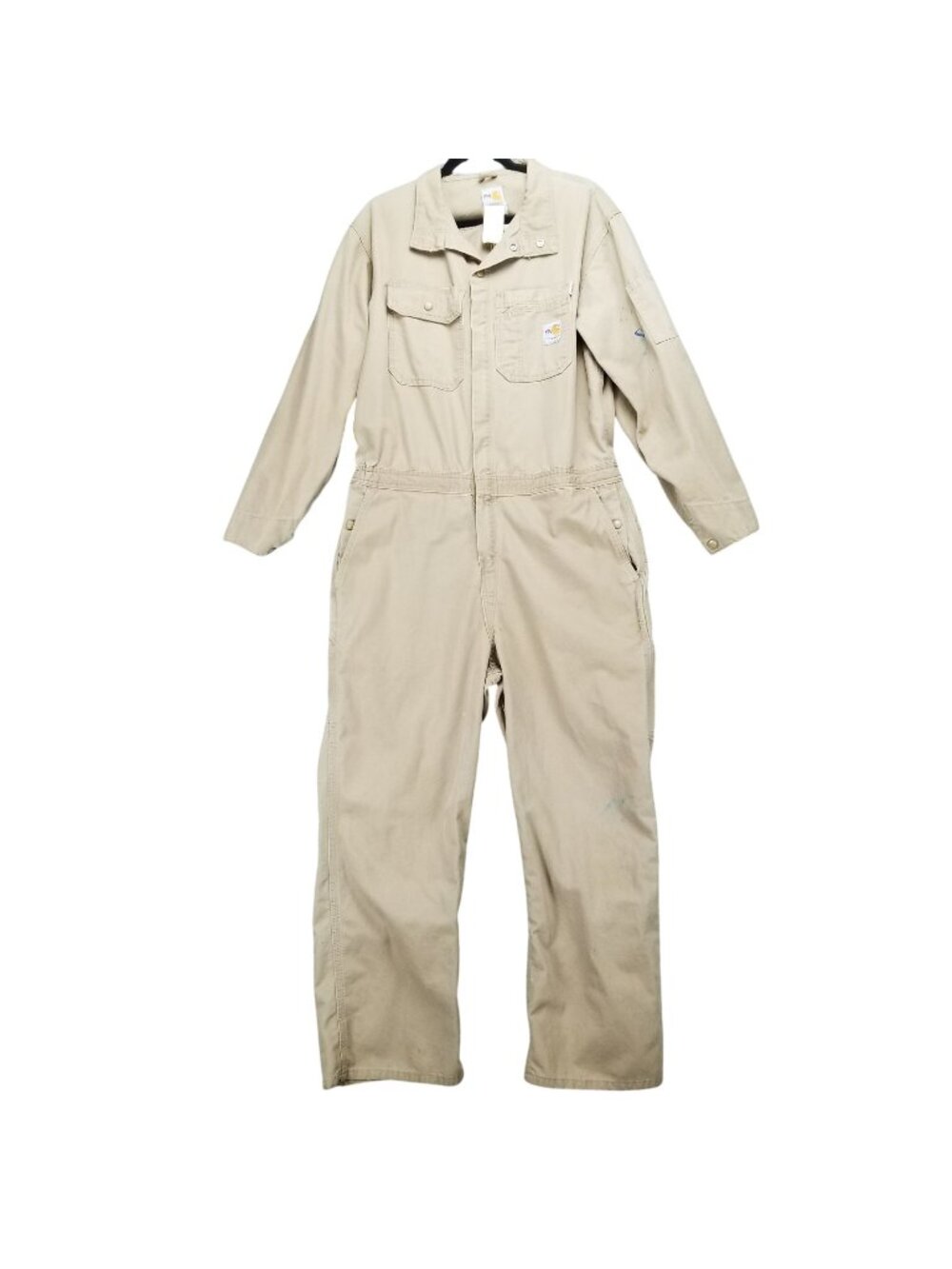 Carhartt Pants Mens 42R Tan Canvas FR Non-insulated Coveralls *Read*
